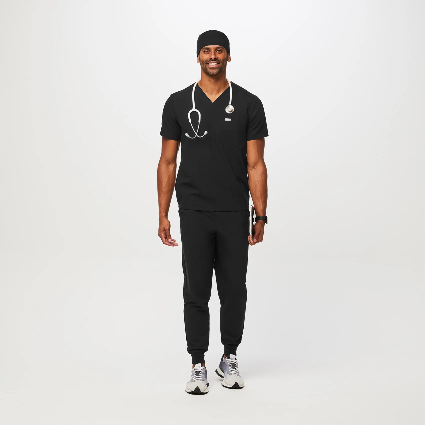 Black FIGS Scrub Cap With Buttonholes - Image 10