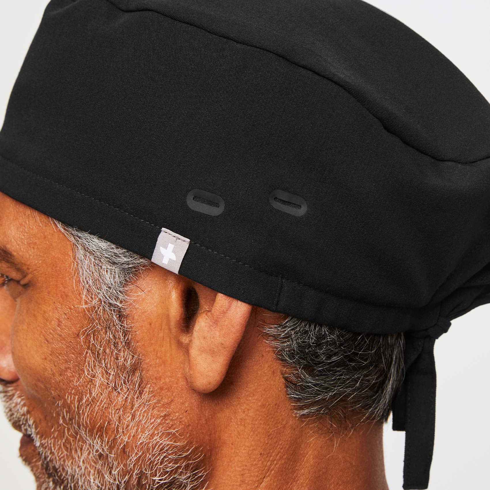 Black FIGS Scrub Cap With Buttonholes - Image 4