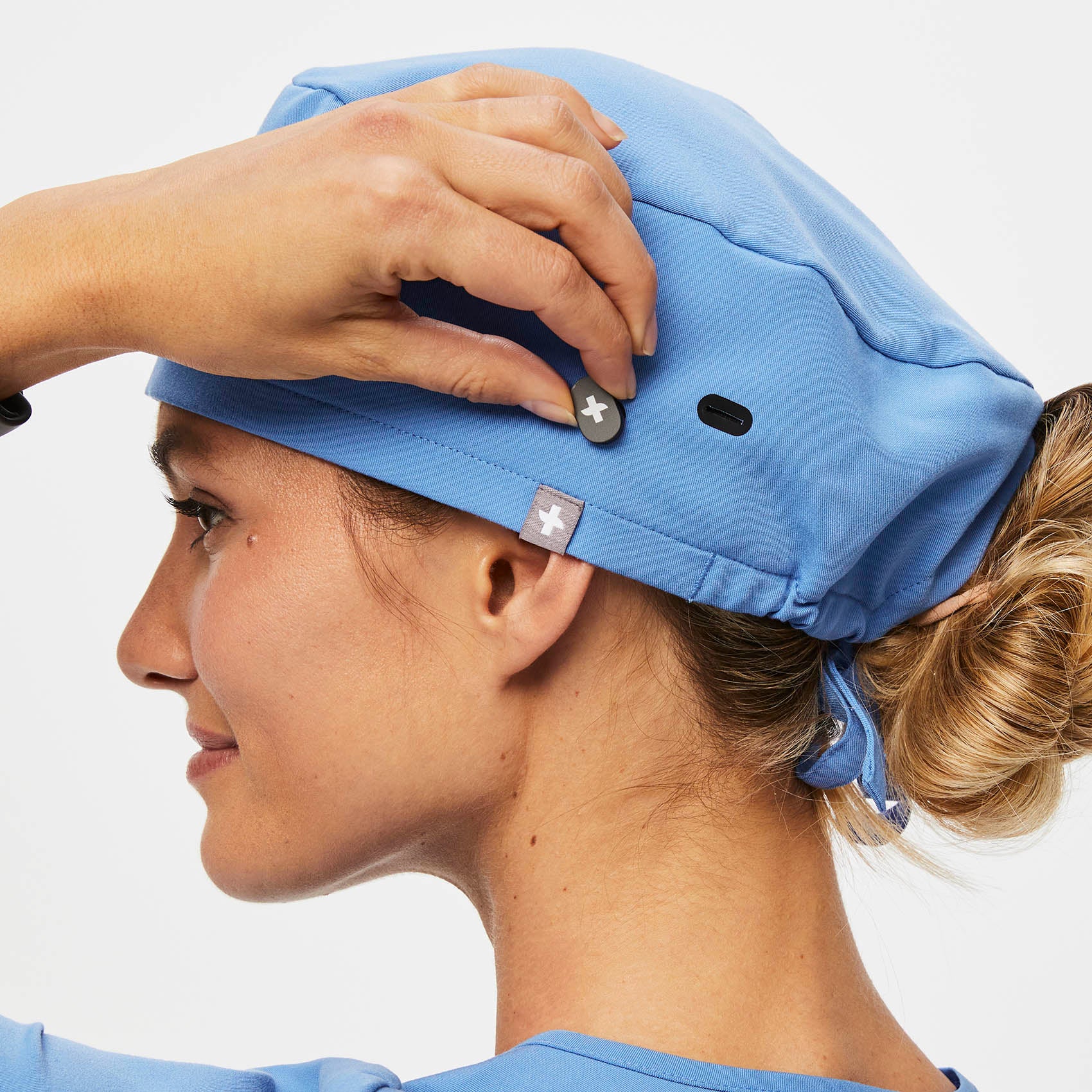 Ceil Blue FIGS Scrub Cap With Buttonholes - Image 5