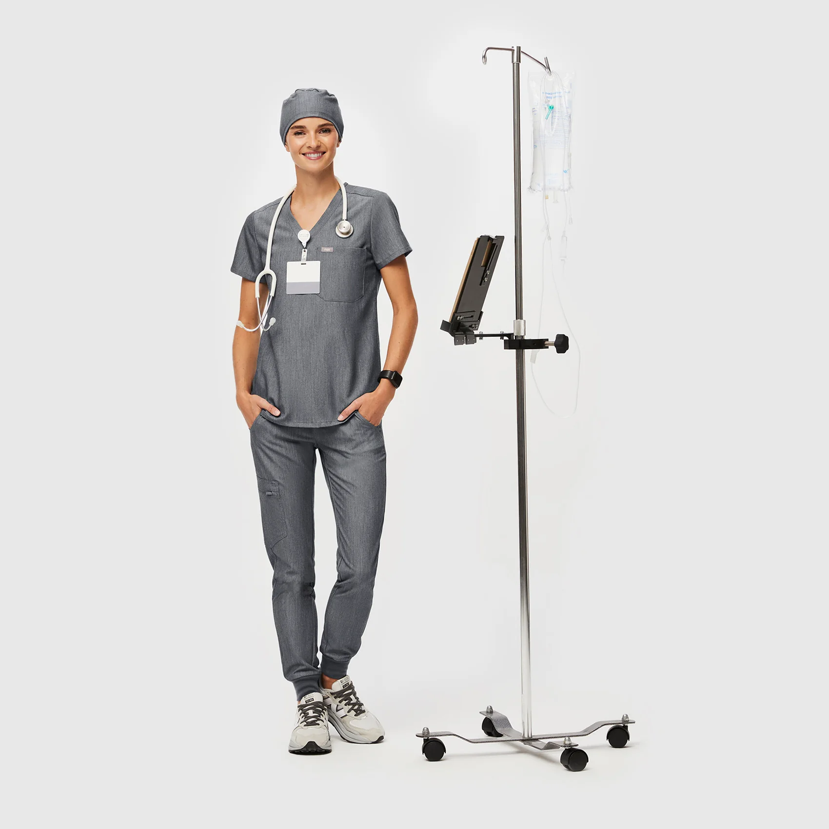 Graphite FIGS Scrub Cap With Buttonholes - Image 9