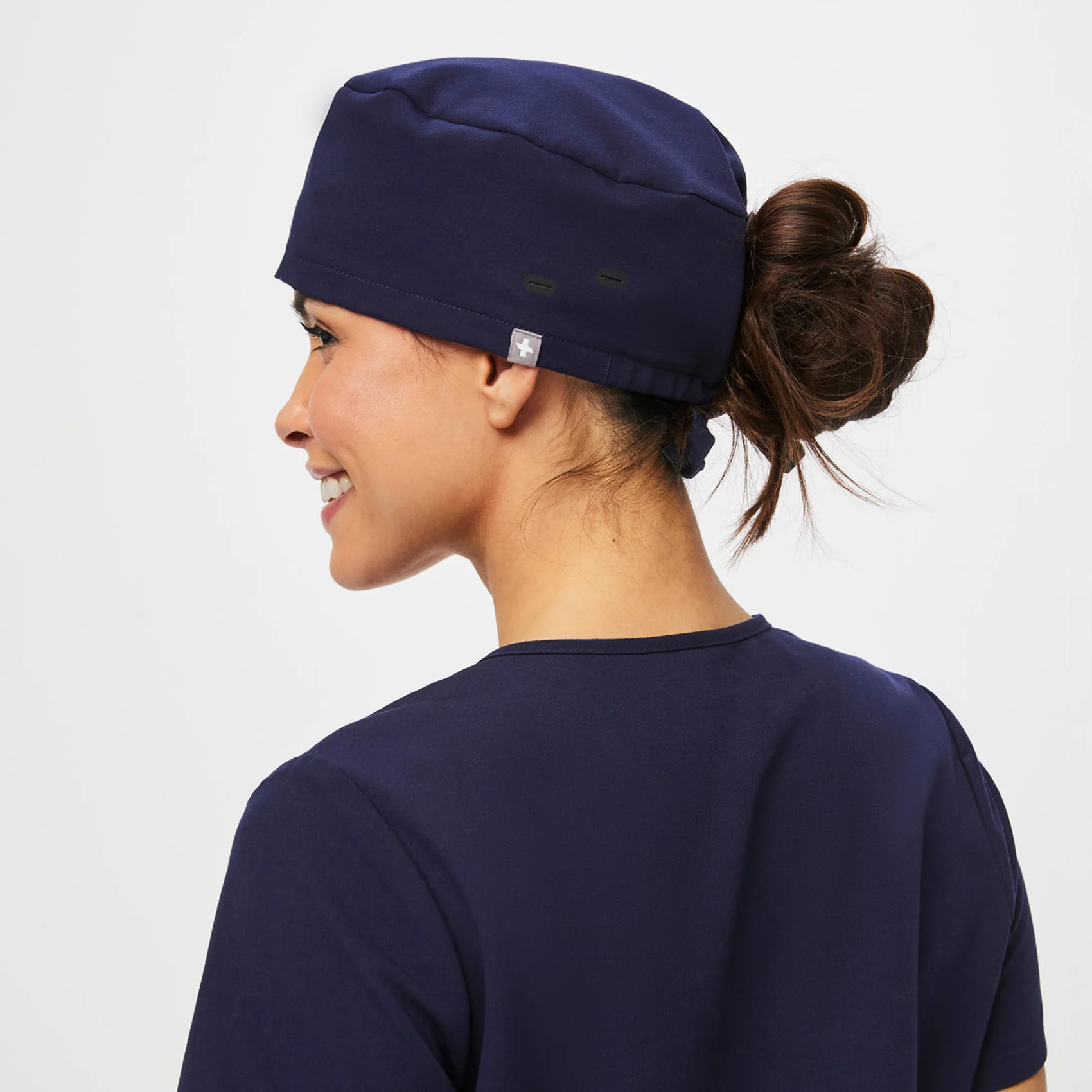 Navy FIGS Scrub Cap With Buttonholes - Image 4