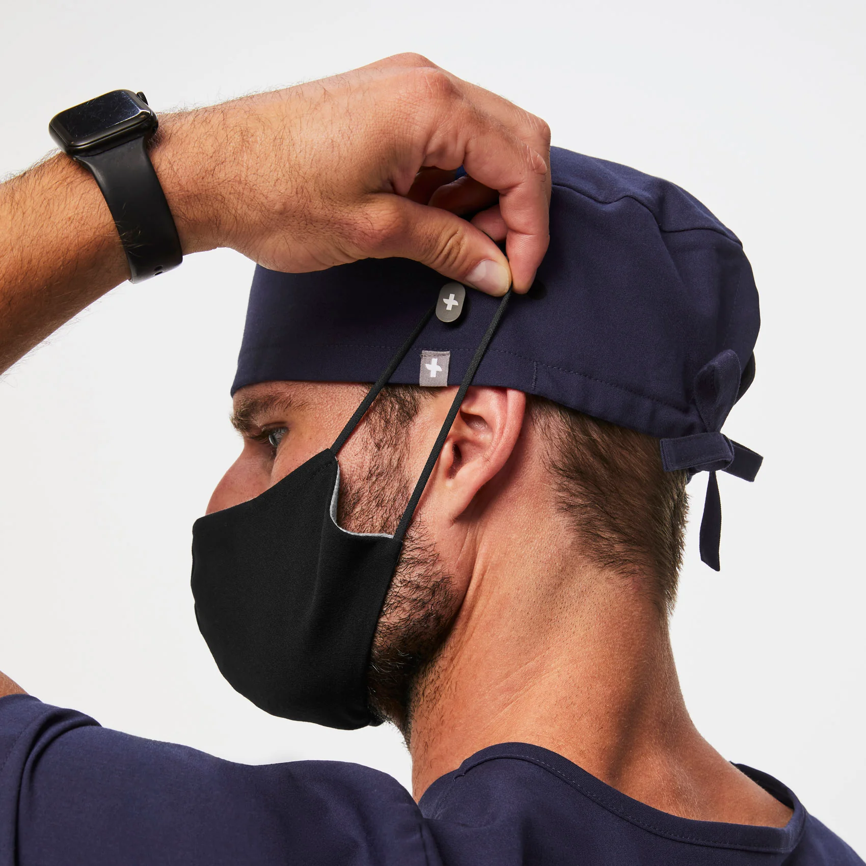 Navy FIGS Scrub Cap With Buttonholes - Image 5