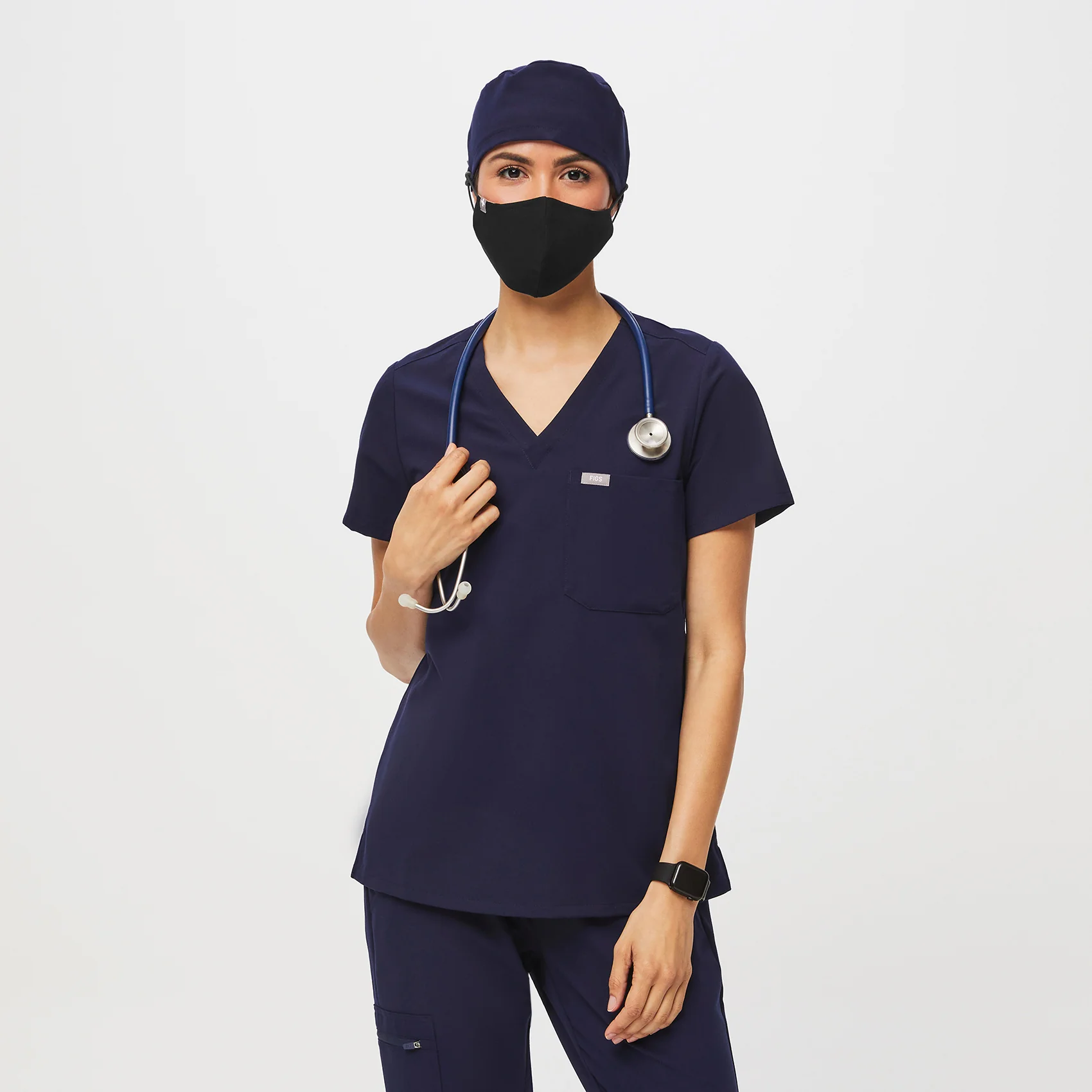 Navy FIGS Scrub Cap With Buttonholes - Image 6