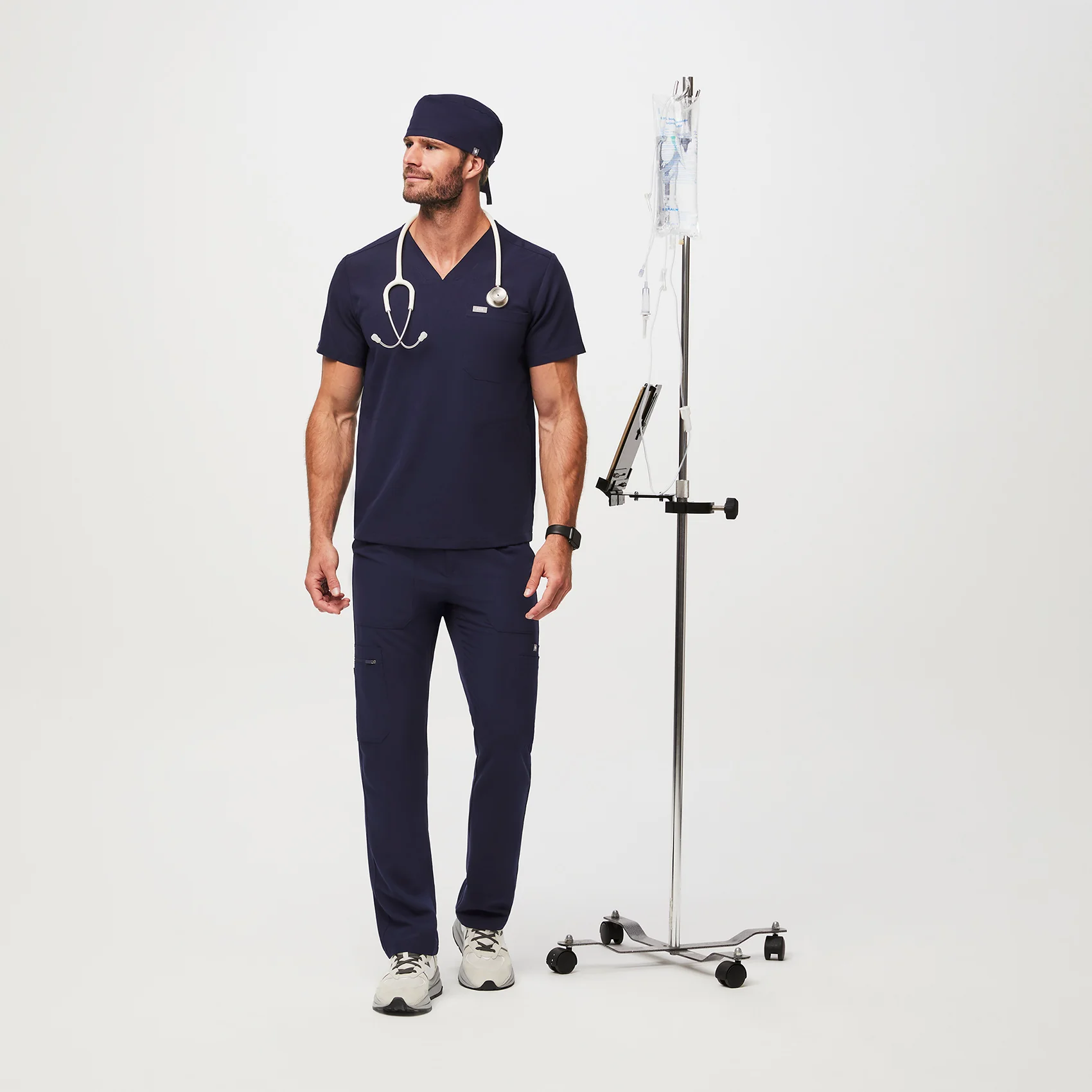 Navy FIGS Scrub Cap With Buttonholes - Image 7